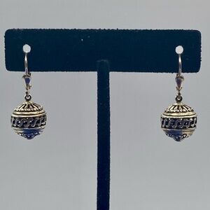 Bali Sterling Silver Drop Dangle Ball Earrings